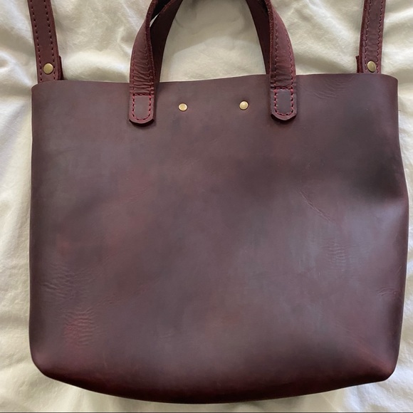 Portland Leather Goods Mini Tote Crossbody in Merlot - Picture 7 of 7